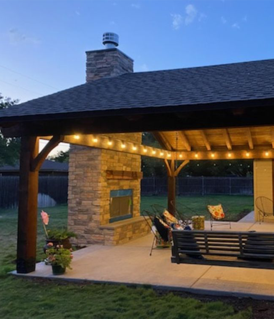 pergola with outdoor lighting