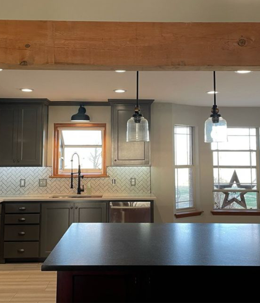 Hanging lights over kitchen island