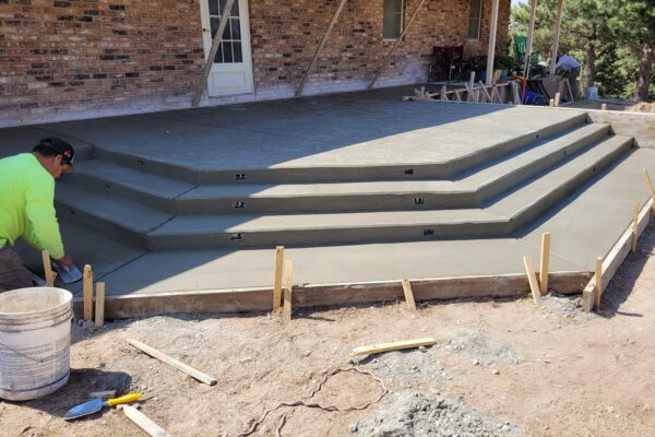 Custom concrete patio steps