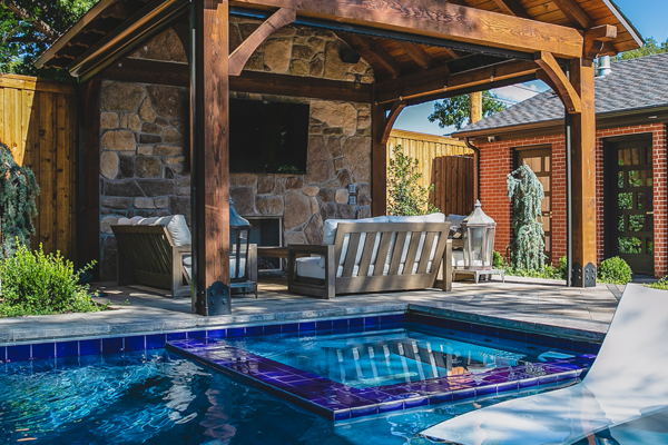 Custom pergola with pool