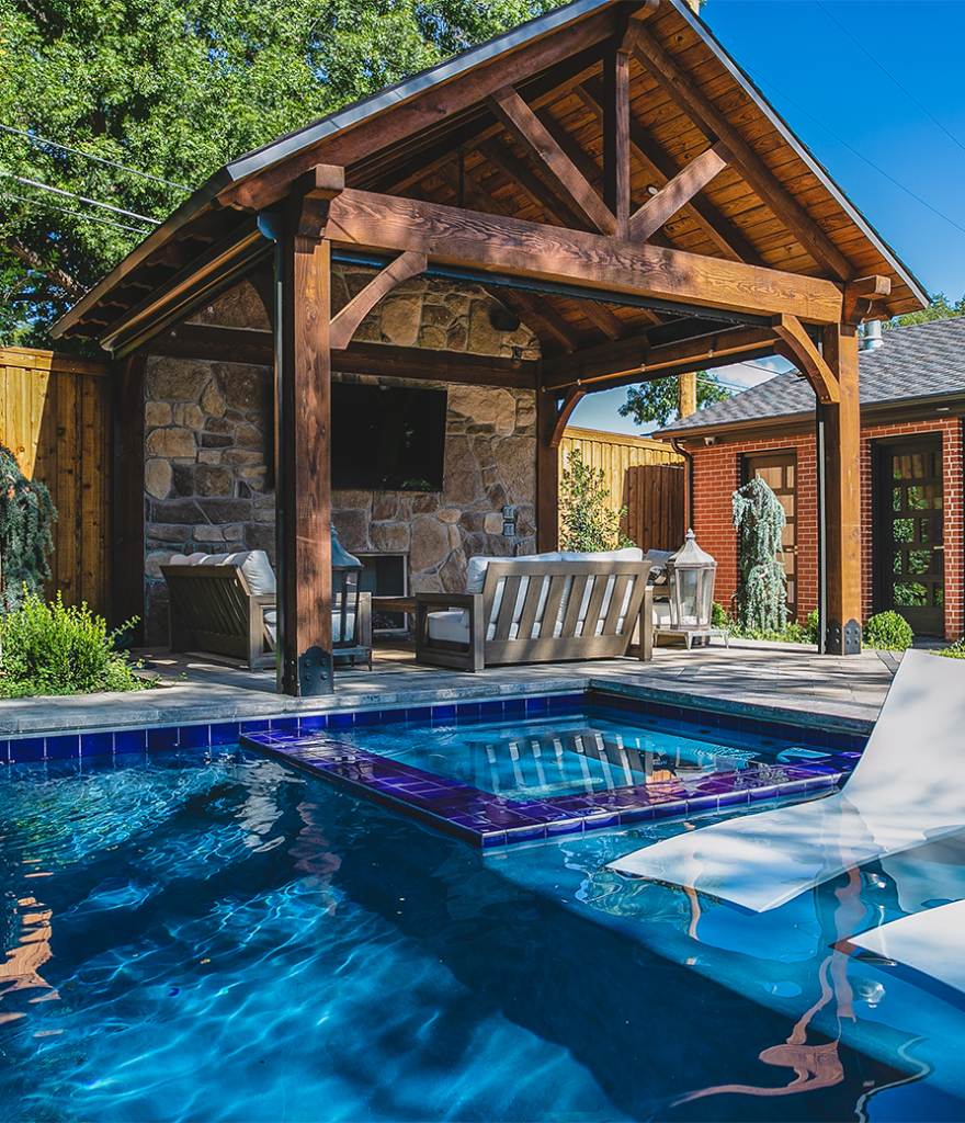 Custom pergola with pool